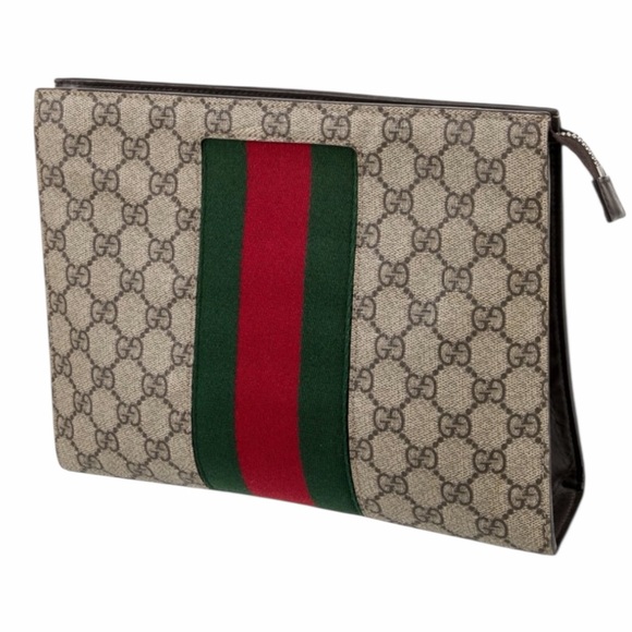 Gucci Beige Toiletry Bag with Red and Green Stripe - Picture 4 of 6